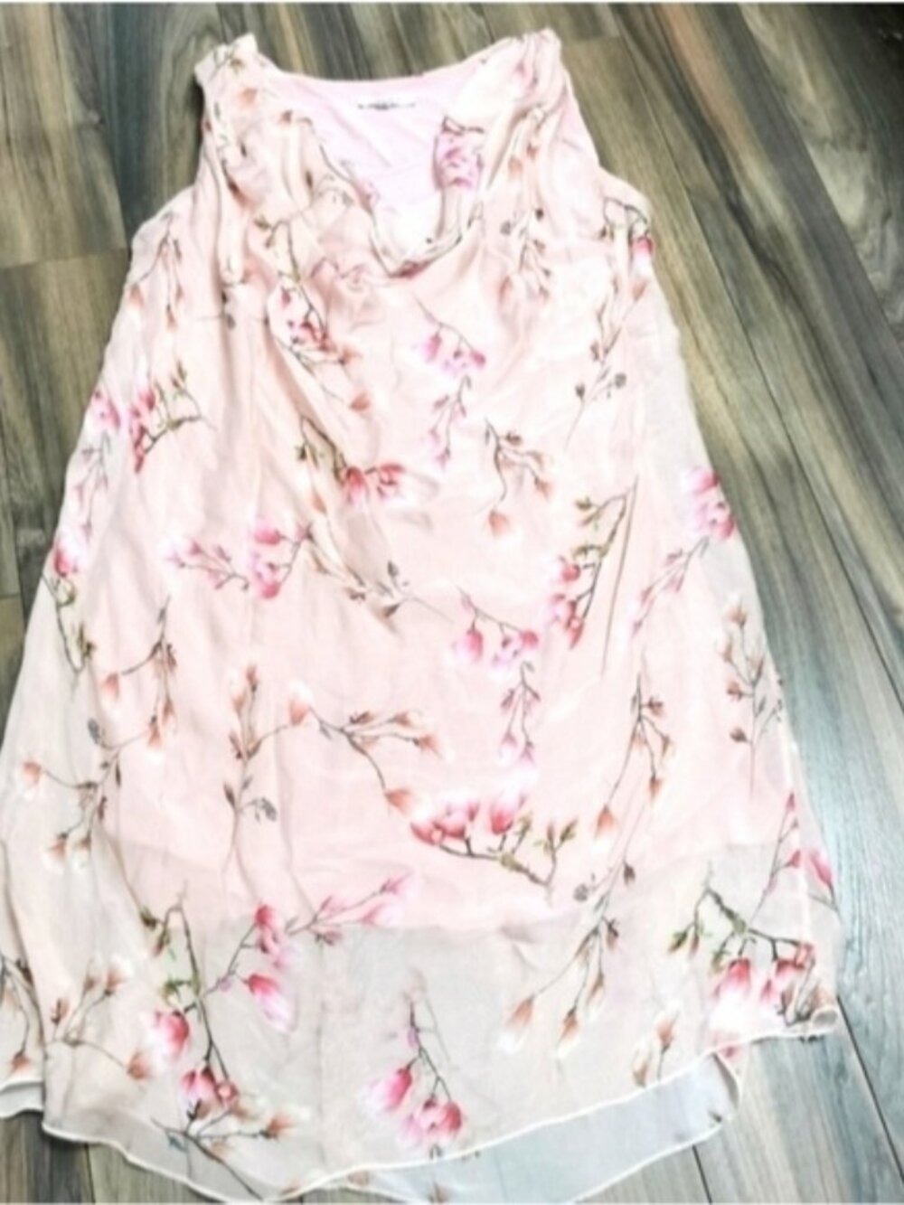 Rosemarine Floral Silk Blend Tunic Top Medium
